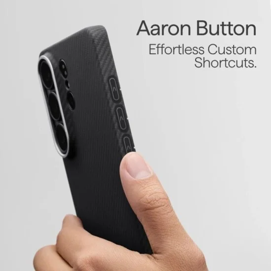 Pitaka Edge Ultra Slim Case with Aaron Button for Samsung S26 Ultra - Black / Grey